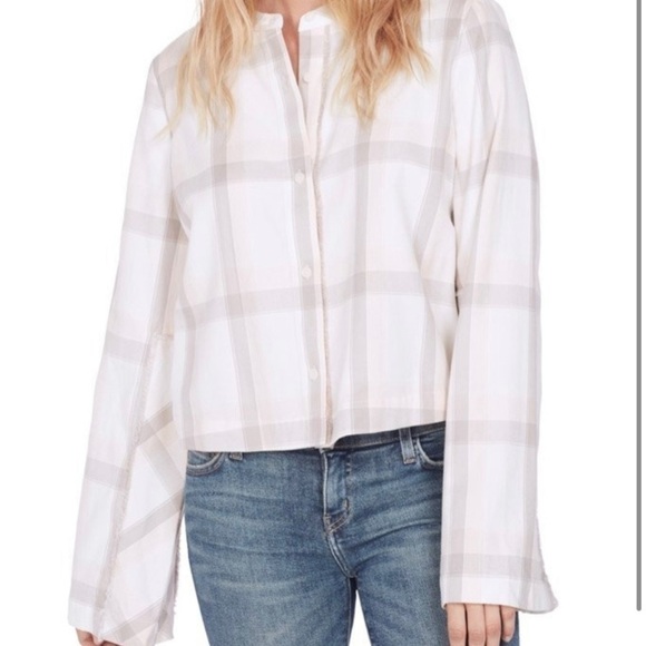 10 CROSBY DEREK LAM Cropped Pink Plaid Shirt - Picture 1 of 11
